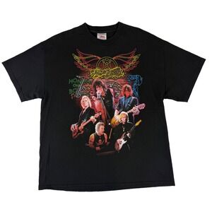 Vintage Aerosmith Tour Shirt Men's XL 2004 Double Sided Y2K Rock Band Black
